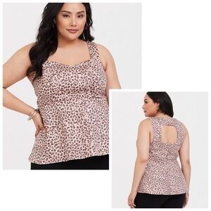 Torrid Leopard Sateen Peplum Top